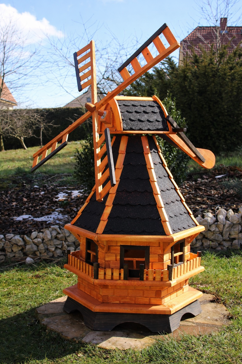 Gartenwindmühle aus Holz – Typ 18, 130 cm – Holzdekoladen