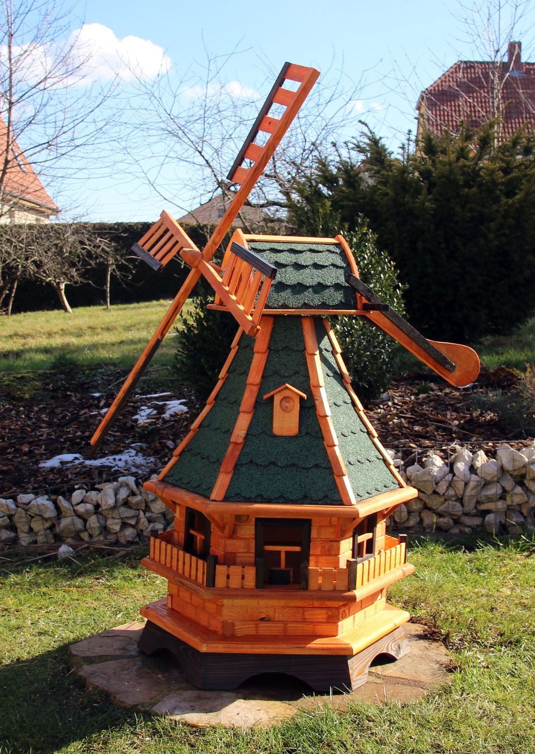 Moulin à vent de jardin en bois – modèle 18, 130 cm