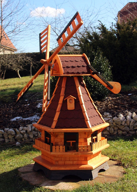 Moulin à vent de jardin en bois – modèle 18, 130 cm
