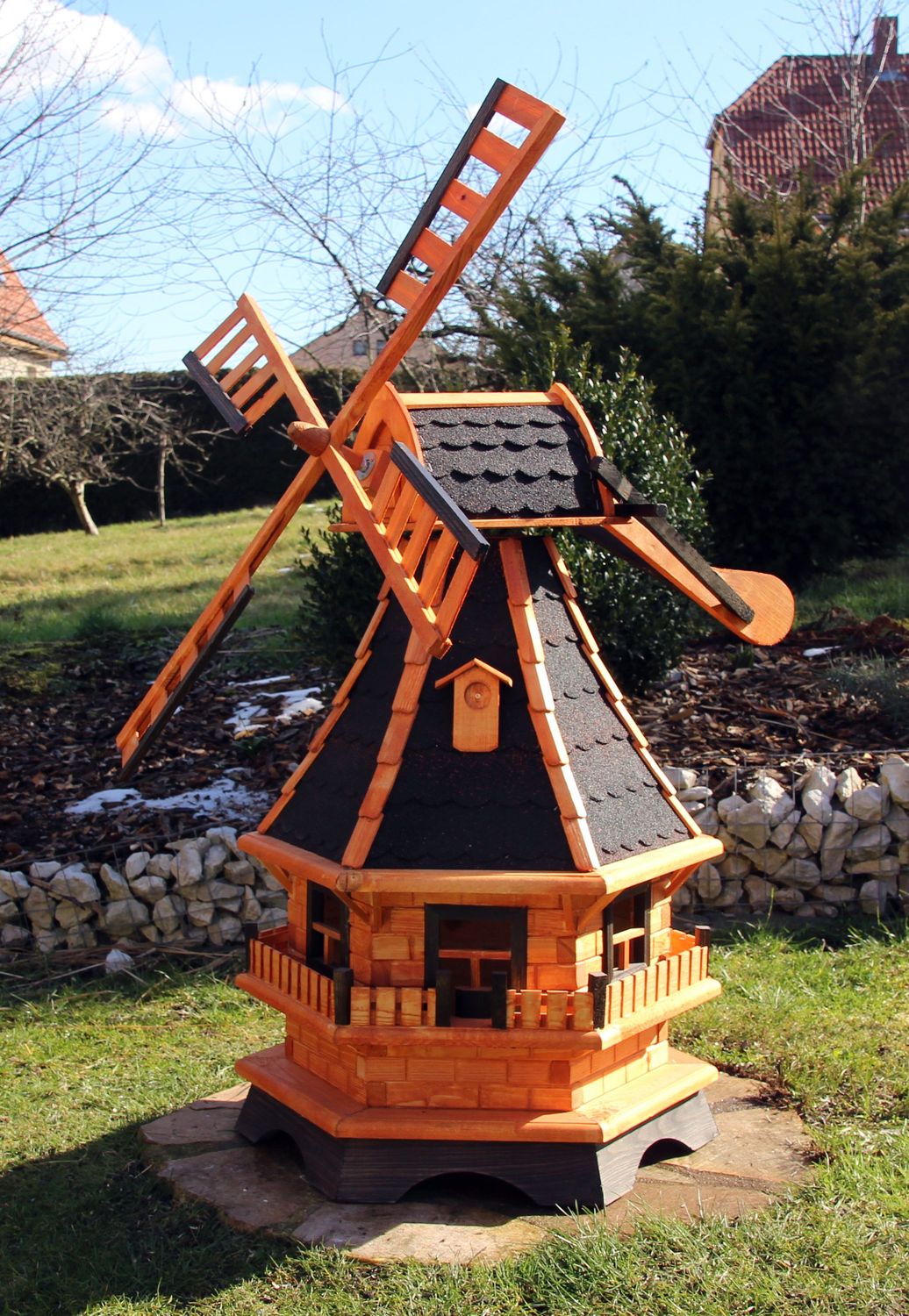 Moulin à vent de jardin en bois – modèle 18, 130 cm