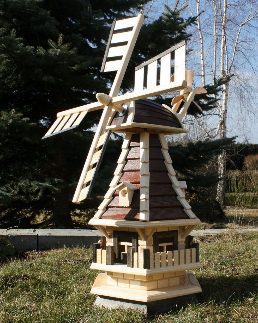 Moulin à vent de jardin en bois – modèle 2, 98 cm