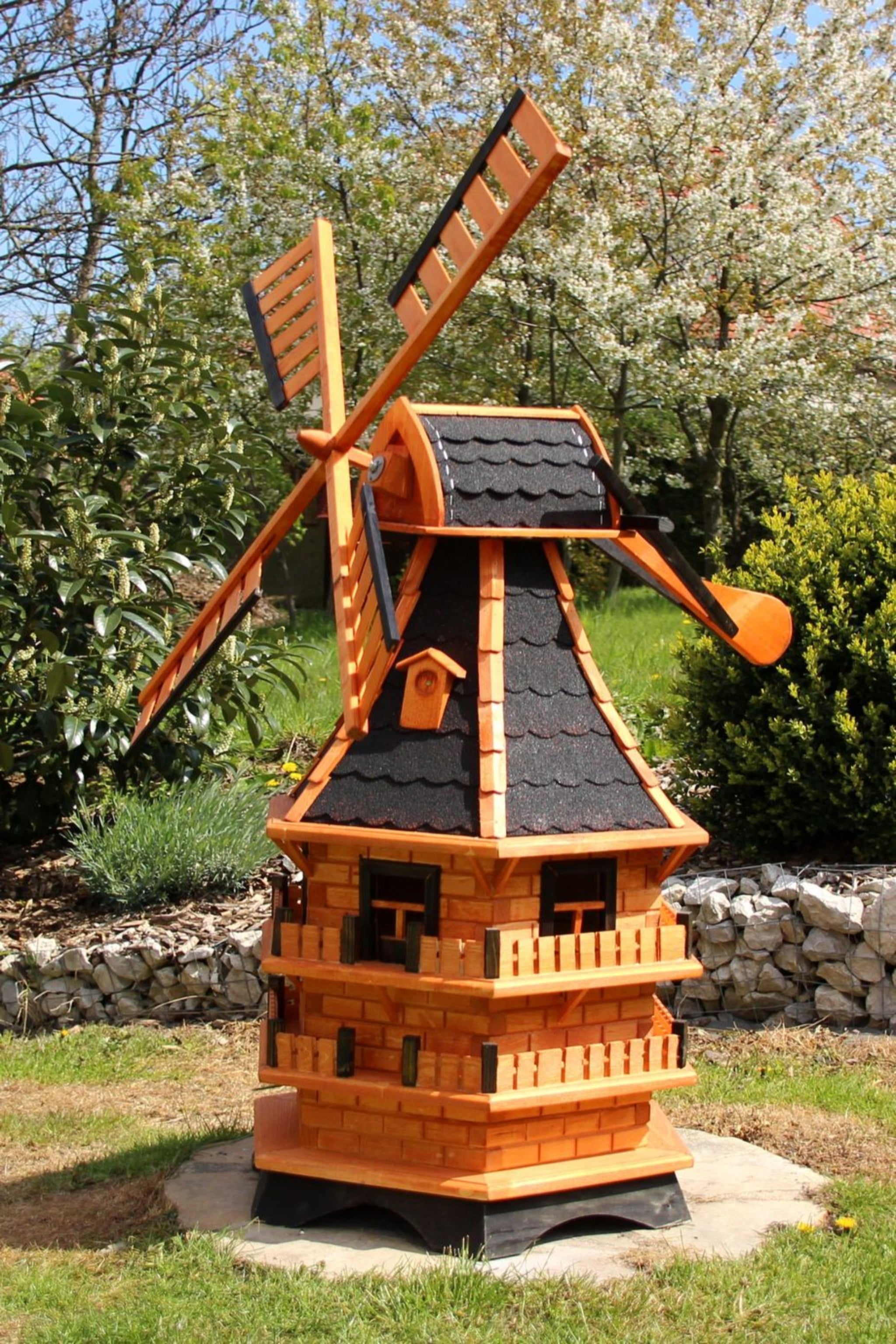 XXL 3-story garden windmill – with dormer window & solar panels ...