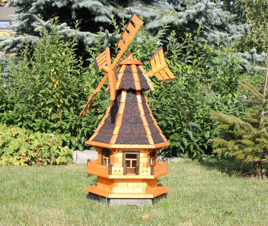 Moulin à vent de jardin en bois – modèle 4, 99 cm