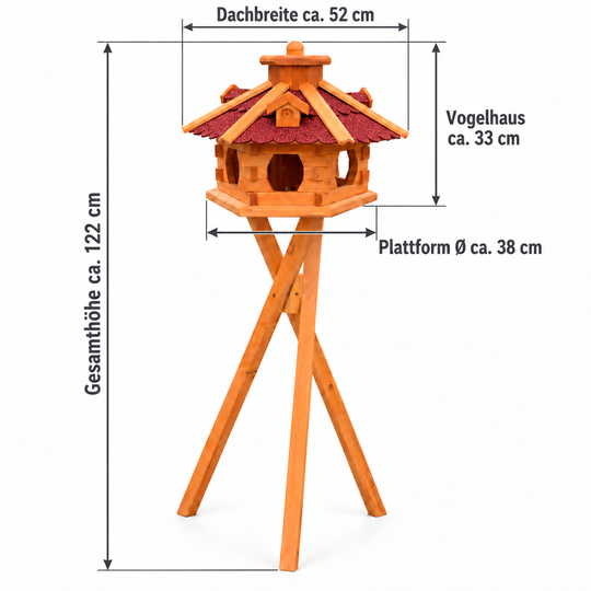 Vogelhaus Typ 4 in Rot – masse mit staender