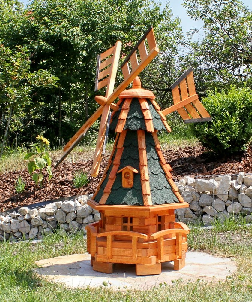 Windmühlen kugelgel Garten 1,5m mit Beleuchtung Solar LED Windmühle