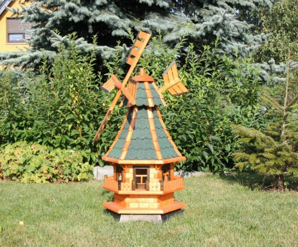 Holzwindmühle mit Solar und Windfahne Typ 4